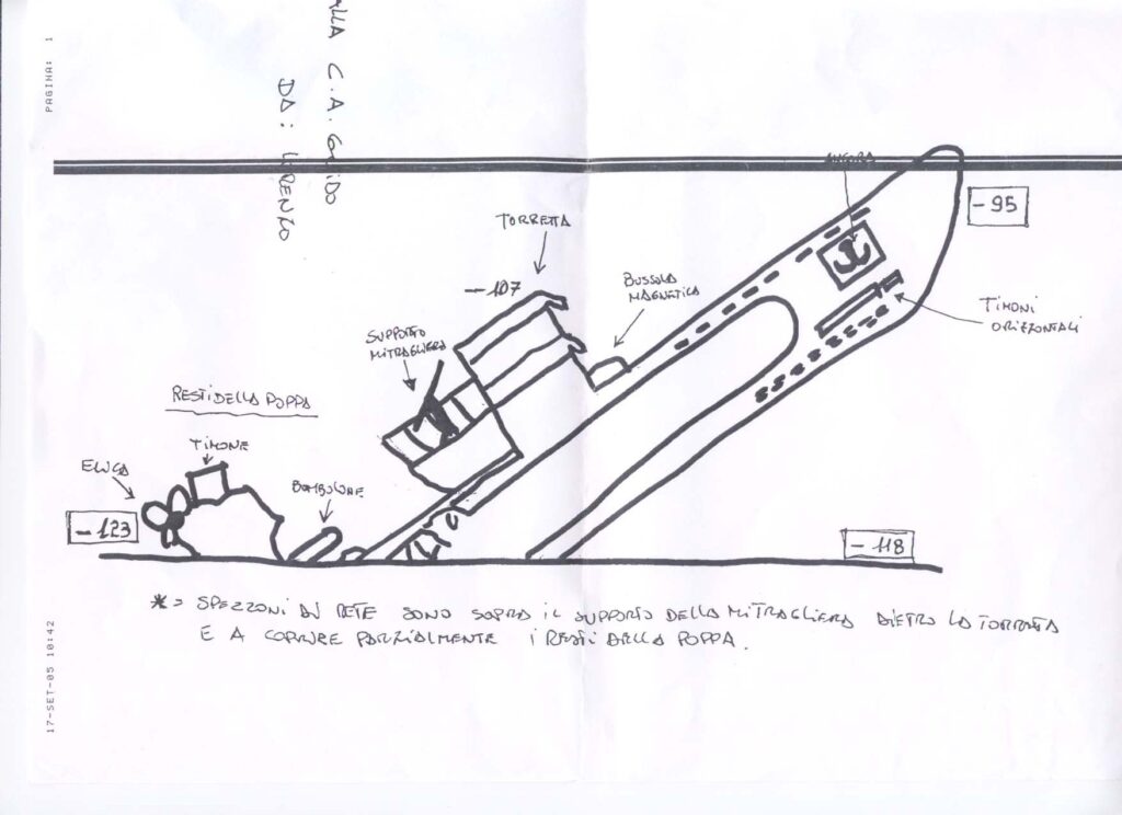 Le dessin réaliste mais pas très esthétique du U455 le sous-marin disparu de la Kriegsmarine